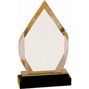 8 Gold Fusion Diamond Impress Acrylic Award with Black Glass Base