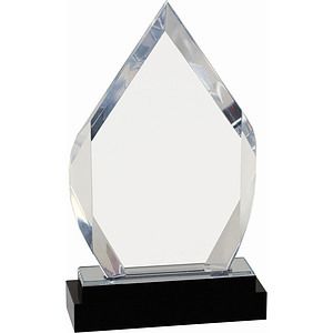 8 Silver Fusion Diamond Impress Acrylic Award with Black Glass Base