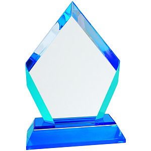 6 Blue Frosted Base Diamond Impress Acrylic Award