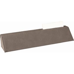 10 12 Gray Laser Engraved Leatherette Desk Wedge with Business Card Holder