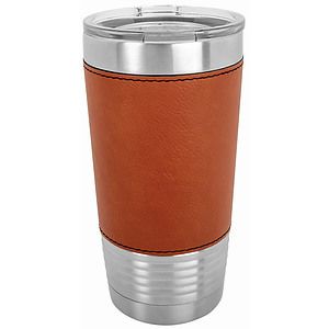 20 Oz. Rawhide Laser Engraved Leatherette Polar Camel Tumbler with Clear Lid