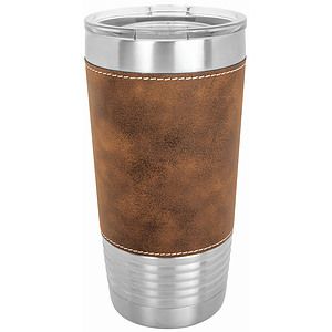 20 Oz. RusticSilver Laser Engraved Leatherette Polar Camel Tumbler with Clear Lid