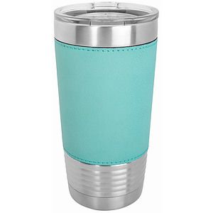 20 Oz. Teal Laser Engraved Leatherette Polar Camel Tumbler with Clear Lid