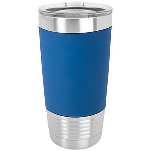 20 Oz. BlueWhite Polar Camel Tumbler with Silicone Grip and Clear Lid
