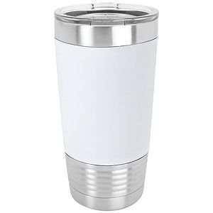 20 Oz. WhiteBlack Polar Camel Tumbler with Silicone Grip and Clear Lid