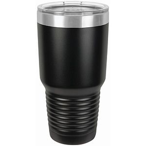 30 Oz. Black Vacuum Insulated Tumbler wSilver Ring