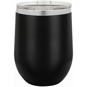 12 Oz. Black Polar Camel Vacuum Insulated Stemless Wine Tumbler wLid