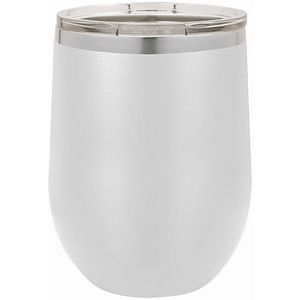 12 Oz. White Polar Camel Vacuum Insulated Stemless Wine Tumbler wLid