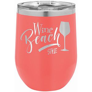 12 Oz. Coral Polar Camel Vacuum Insulated Stemless Wine Tumbler wLid