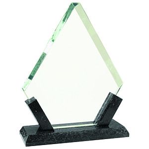 7 14 Diamond Glass Award with Black Marble Base