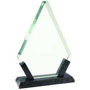 8 14 Diamond Glass Award with Black Marble Base