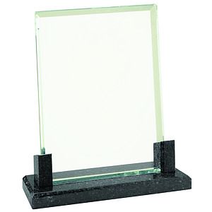 7 Rectangle Glass Award with Black Marble Base