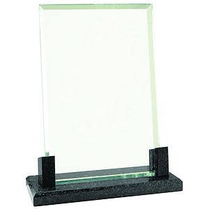 8 Rectangle Glass Award with Black Marble Base