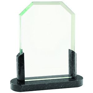 7 Clipped Corners Glass Award with Black Marble Base