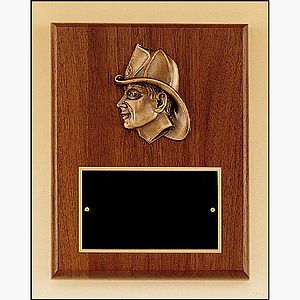 Fireman Award with Antique Bronze Finish Casting (8 x 10)