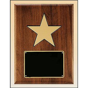 Walnut Plaque with 5 Gold Star (9 x 12)