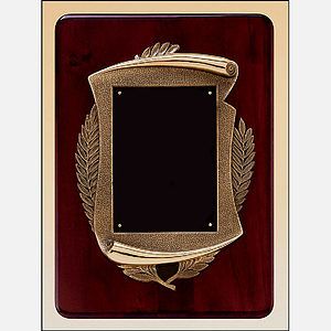 Rosewood Piano Finish Plaque with Antique Bronze Casting (11 x 15)