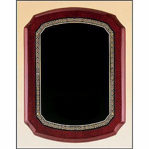Rosewood Piano Finish Oval Plaque with Gold Leaf Design (11 x 15)
