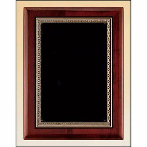 Rosewood Piano Finish Plaque with Braided Boarder (10.5 x 13)