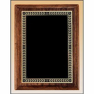 Walnut Stained Piano Finish Plaque with Brass Plate (9 x 12)