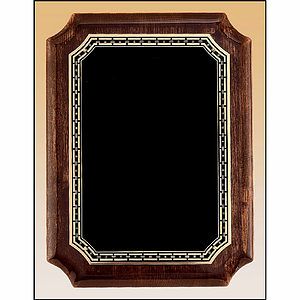 Walnut Stained Piano Finish Plaque with Brass Plate (11 x 15)
