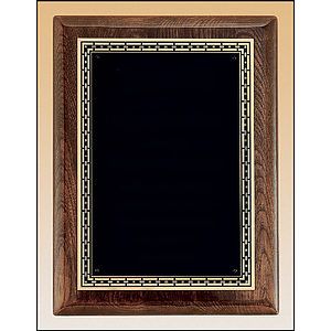 Walnut Stained Piano Finish Plaque with Brass Plate (9 x 12)