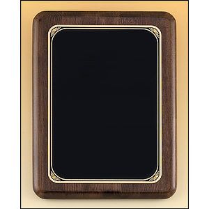 Walnut Stained Piano Finish Plaque with Brass Plate (9 x 12)