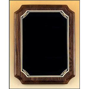 Walnut Stained Piano Finish Plaque with Brass Plate 9x12