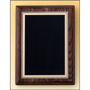 Walnut Stained Piano Finish Plaque with Brass Plate (9 x 12)