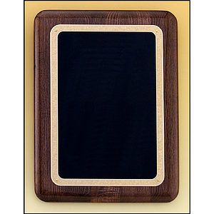 Walnut Stained Piano Finish Plaque with Brass Plate (9 x 12)
