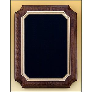 Walnut Stained Piano Finish Plaque with Brass Plate (9 x 12)
