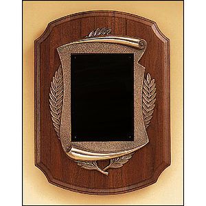 Walnut Plaque with Antique Bronze Frame 11x15 Brushed brass plate