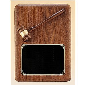 Walnut Plaque with Walnut Gavel 11x15