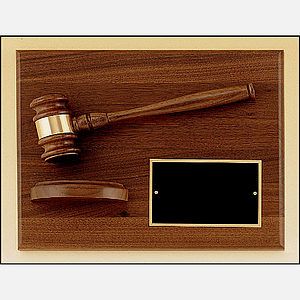 Walnut Plaque with Walnut Gavel 9x12