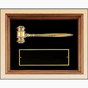 Walnut Frame Gavel Plaque 10x13 Maroon