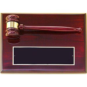 Rosewood Piano Finish Gavel Plaque 9x12