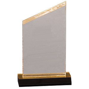 4 x 6 Gold Reflection Beveled Peak Acrylic with 5 Gold Mirror Base