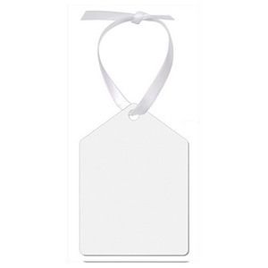 2.5 x 3.5 Gloss White Unisub Aluminum Tag Ornament, 2-Side wWhite Ribbon