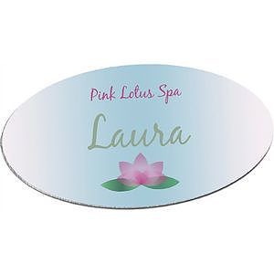 1 12 x 3 Gloss White Full Color Oval Aluminum Name Badge