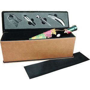 Light Brown Leatherette Single Wine Box WTools