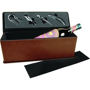 Dark Brown Leatherette Single Wine Box WTools