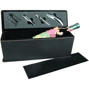 BlackGold Leatherette Single Wine Box WTools