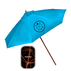 9' Wooden Polyester Market Umbrella