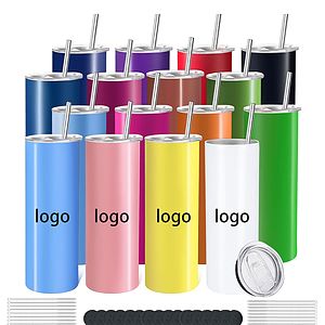 20 OZ Double-Insulated Skinny Tumbler With Straw And Brush