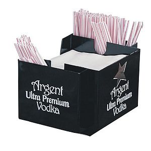 3 Sided Cocktail Napkin Holder w/2 Full Side Pockets