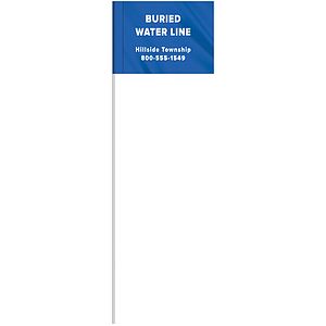 1-Color 2.5" x 3.5" Custom Vinyl Marking Flag w/11.5" Plastic Staff