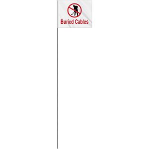 2-Color 4" x 5" Custom White High Gloss Polyethylene Marking Flag with 21" Wire Staff