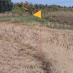 Solid Color Yellow Pennant Field Flag w/Orange Staff