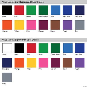5" x 4" Value Marking Signs - Two Color Front & Solid Color Back