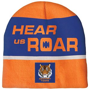 Knit Beanie with No Pom and No Cuff (Printed Logo)